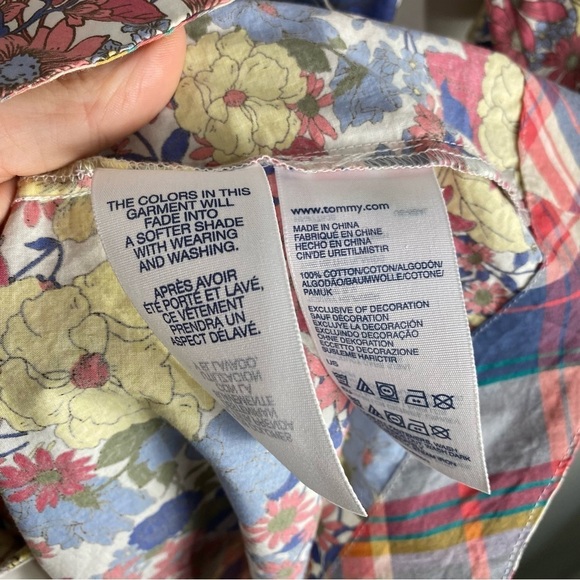 Tommy Hilfiger Floral Print Cottage Core Prairie Tie Waist Button Up Midi Dress - Picture 5 of 6